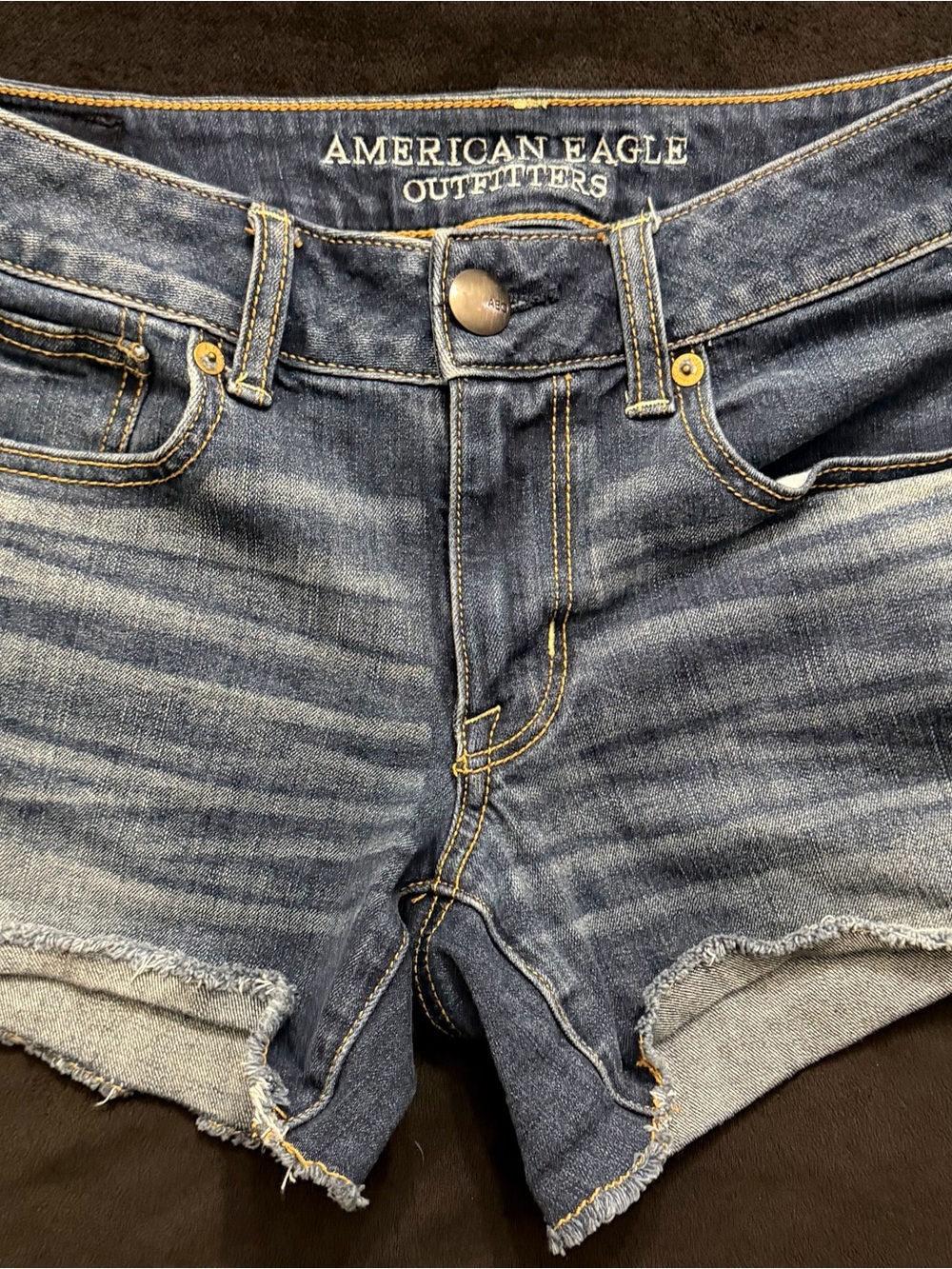 American Eagle Outfitters Blue Frayed Hem Denim Shorts